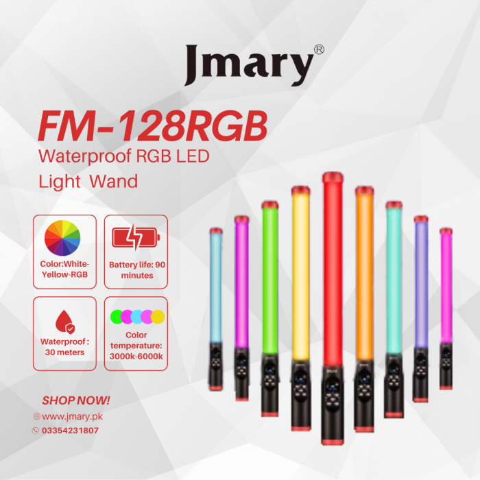 Jmary FM-128RGB Waterproof Handheld RGB LED Video Light Wand Stick